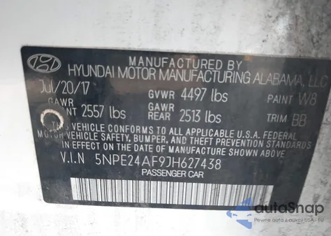 2018 Hyundai Sonata Se из США, поврежденный, VIN 5NPE24AF9JH627438